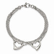 Stainless Steel Cutout Hearts 7in Bracelet