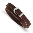 Stainless Steel Brown Leather Wrap Bracelet