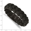 Stainless Steel Black Leather & Black-plated Bracelet