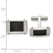 Stainless Steel Brushed & Polished Black Carbon Fiber Inlay Cufflinks