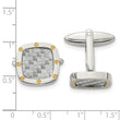 Stainless Steel Polished Yellow IP w/Grey Carbon Fiber Inlay Cufflinks