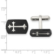 Stainless Steel Brushed Black IP-plated with Polished Cross Cufflinks