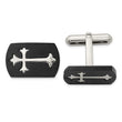 Stainless Steel Brushed Black IP-plated with Polished Cross Cufflinks