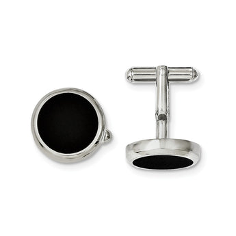 Stainless Steel Black IP-plated Circle Cuff Links