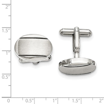 Stainless Steel Polished/Brushed and Enameled Oval Cufflinks