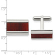 Stainless Steel Polished Red Wood Inlay Cufflinks