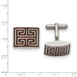 Stainless Steel Polished Wood Inlay Cufflinks