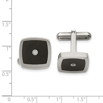 Stainless Steel Polished Enameled CZ Cufflinks