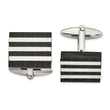 Stainless Steel Polished and Brushed Solid Carbon Fiber Cufflinks