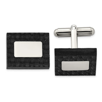 Stainless Steel Polished and Brushed Solid Carbon Fiber Cufflinks