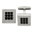 Stainless Steel Polished Black Rubber Square Cufflinks