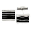 Stainless Steel Polished Black Cat's Eye Rectangle Cufflinks