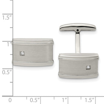 Stainless Steel Brushed/Polished CZ Cufflinks