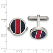 Stainless Steel Polished BlkCarbon & Red/White FiberGlass Inlay Cuff Links