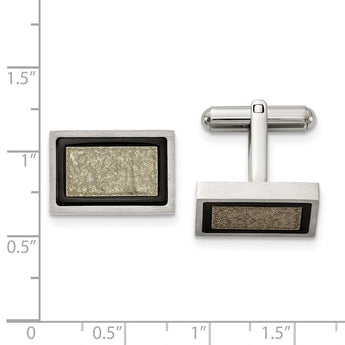 Stainless Steel Brushed and Textured Black and Yellow IP-plated Cufflinks