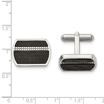 Stainless Steel Polished Black Carbon Fiber Inlay Cufflinks