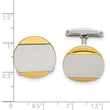 Stainless Steel Polished Yellow IP-plated Circle Cuff Links