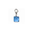 Stainless Steel Polished Blue Glass Square Lobster Clasp Charm - Birthstone Company