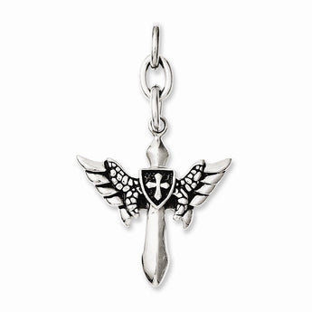 Stainless Steel Wings w/Cross Interchangeable Charm Pendant