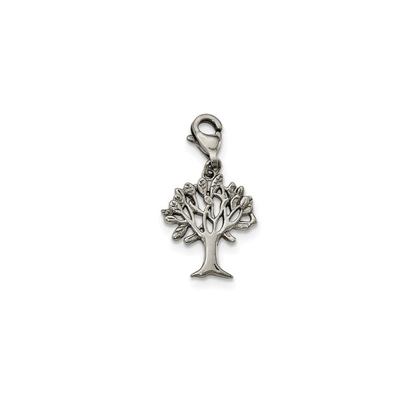 Stainless Steel Polished Tree of Life with Lobster Clasp Charm