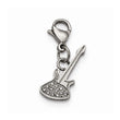 Stainless Steel Polished CZ Guitar with Lobster Clasp Charm