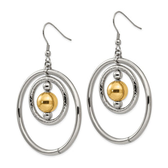 Stainless Steel Polished Yellow IP-plated Shepherd Hook Earrings