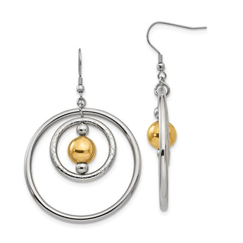 Stainless Steel Polished Yellow IP-plated Shepherd Hook Earrings