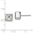 Stainless Steel Polished Square CZ Post Earrings