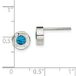 Stainless Steel Polished Blue and Clear CZ Post Earrings