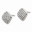 Stainless Steel Polished with Crystal Square Post Earrings