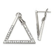 Stainless Steel Polished with Crystal Triangle Omega Back Earrings