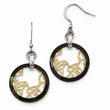 Stainless Steel/Ceramic Polished/Laser Cut Yellow IP-plated Earrings