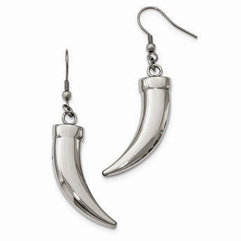 Stainless Steel Polished Claw Shepherd Hook Dangle Earrings