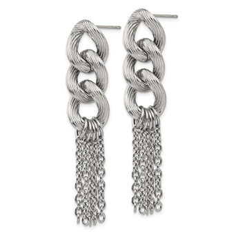 Stainless Steel Oval Chain Post Dangle Earrings