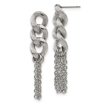 Stainless Steel Oval Chain Post Dangle Earrings