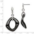 Stainless Steel Polished Black Ceramic Post Dangle Earrings