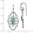 Stainless Steel Polished Imi. Turquoise & CZ Dangle Earrings