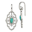 Stainless Steel Polished Imi. Turquoise & CZ Dangle Earrings