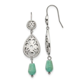 Stainless Steel Polished Imi. Turquoise Shepherd Hook Earrings