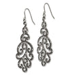 Stainless Steel Polished Antiqued Crystal Shepherd Hook Earrings