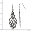 Stainless Steel Polished Antiqued Crystal Shepherd Hook Earrings