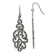 Stainless Steel Polished Antiqued Crystal Shepherd Hook Earrings