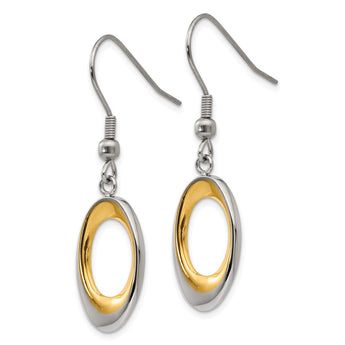 Stainless Steel Polished Yellow IP-plated Oval Earrings