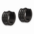 Stainless Steel Polished Black IP Studded Hinged Hoop Earrings