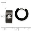 Stainless Steel Black IP plated Star Hinged Hoop Earrings