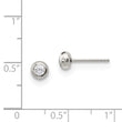 Stainless Steel Polished 3mm Bezel CZ Stud Post Earrings - Birthstone Company