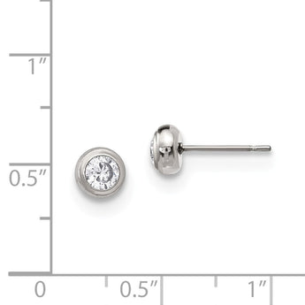 Stainless Steel Polished 4mm Bezel CZ Stud Post Earrings - Birthstone Company