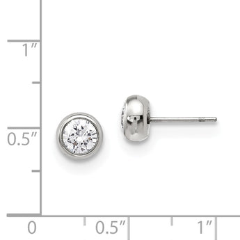 Stainless Steel Polished 5mm Bezel CZ Stud Post Earrings