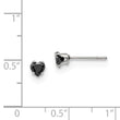 Stainless Steel Polished 4mm Black Heart CZ Stud Post Earrings - Birthstone Company
