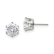Stainless Steel Polished 9mm Round CZ Stud Post Earrings